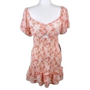 J for Justify Floral Smocked Mini Dress Size Large NWT
